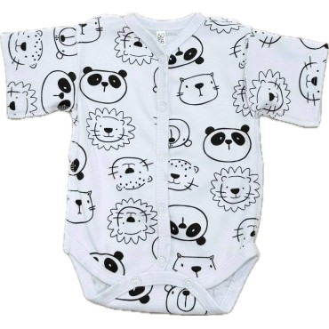 Боди с коротким рукавом на кнопках Newborn 50 см принт: пандочки и львята Т-133