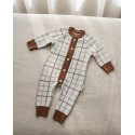 Вязаный хлопковый комбинезон 74-80 см цвет: клетка 7055-332