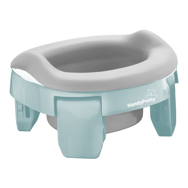 Горшок дорожный складной с многоразовой вкладкой HandyPotty 3 в 1 цвет: арктический голубой и вкладка светло-серая