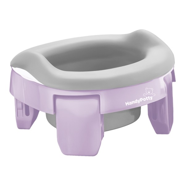 Горшок дорожный складной с многоразовой вкладкой HandyPotty 3 в 1 цвет: черничный йогурт и вкладка светло-серая