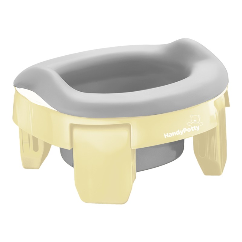 Горшок дорожный складной с многоразовой вкладкой HandyPotty 3 в 1 цвет: топленое молоко и вкладка светло-серая