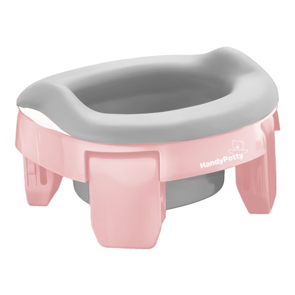 Горшок дорожный складной с многоразовой вкладкой HandyPotty 3 в 1 цвет: розовый зефир и вкладка светло-серая