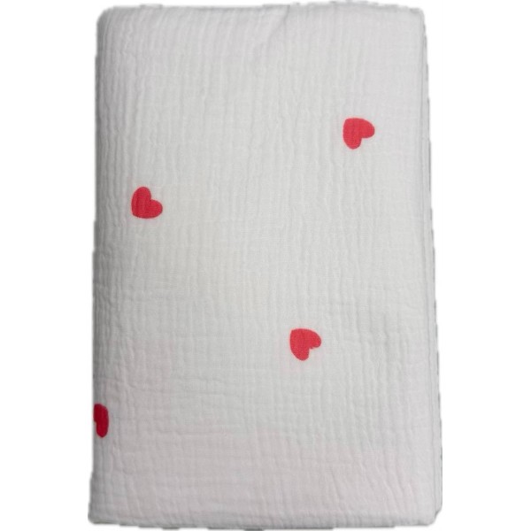 Непромокаемая многоразовая пеленка из муслина 60*90 см цвет: красные сердечки