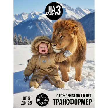 Комбинезон-трансформер с рождения до 74 см цвет: золотой орех 163ШМ/2