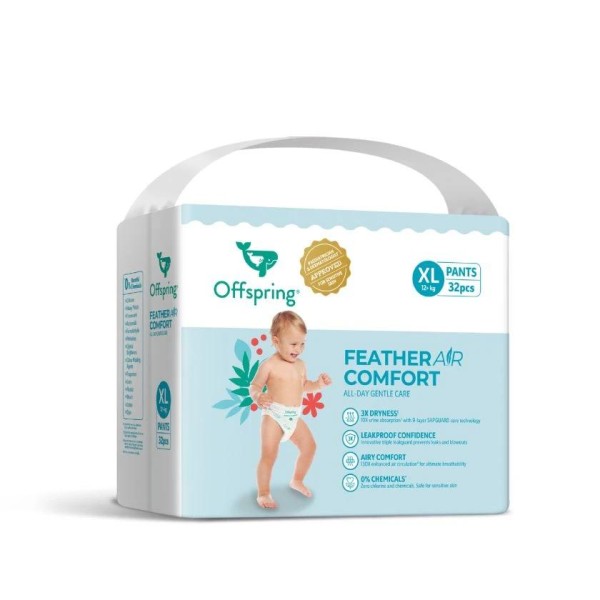 Эко-подгузники-трусики ультратонкие Offspring XL 12-20 кг 32 шт Воздушная коллекция