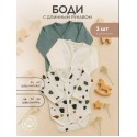 Боди с длинным рукавом Rant Mosaic green 62 см 3 шт 6775/2