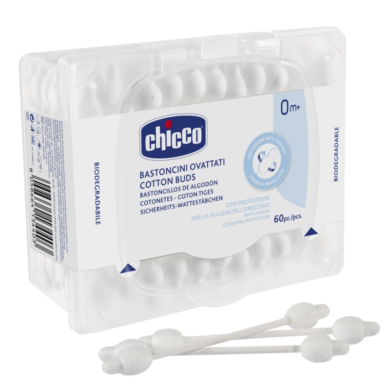 Палочки ватные с ограничителем 60 шт. Chicco