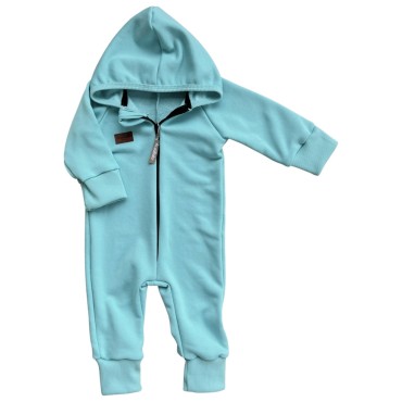 Комбинезон из футера без начеса с капюшоном "AB Legends" 80 см цвет: лазурный V054
