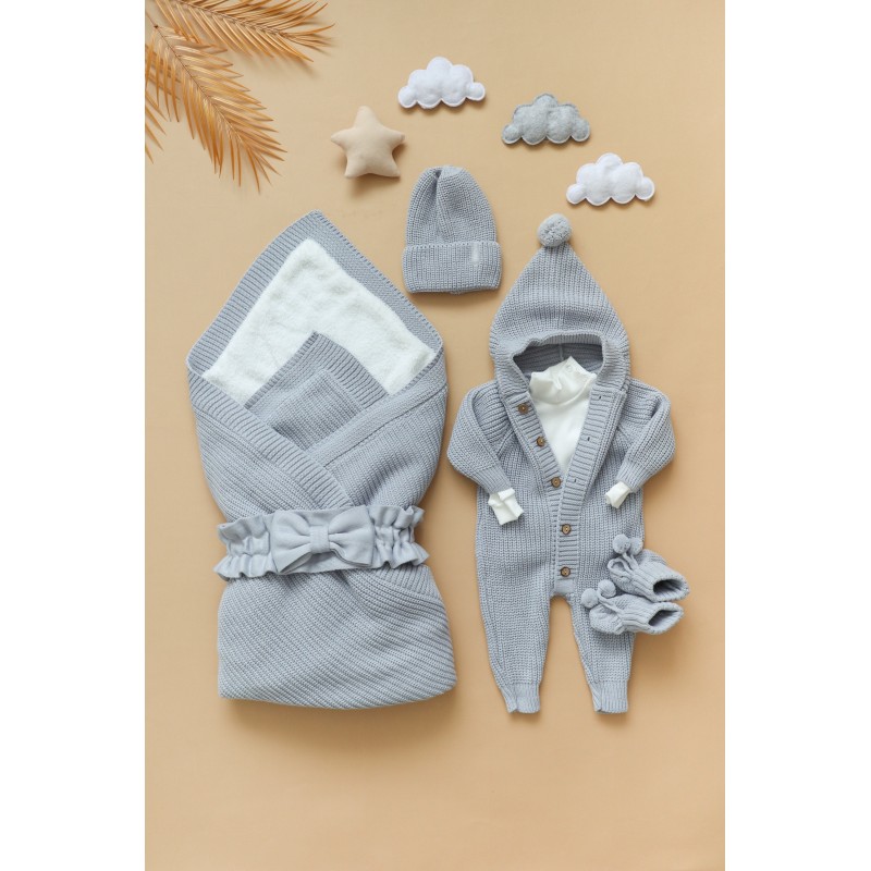 Комплект на выписку и прогулки " Hugge" 5 предметов цвет: серый 0366
