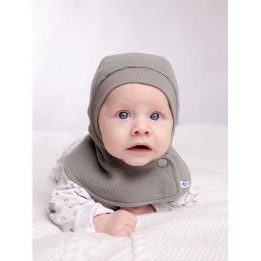 Шапка-шлем флисововая " Капор Карапуз" 38-40 см цвет: серо-коричневый