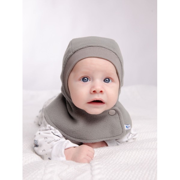 Шапка-шлем флисововая " Капор Карапуз" 38-40 см цвет: серо-коричневый