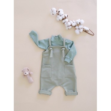 Комбинезон-песочник из футера на лямках 86 см цвет: оливковый Т-193/О