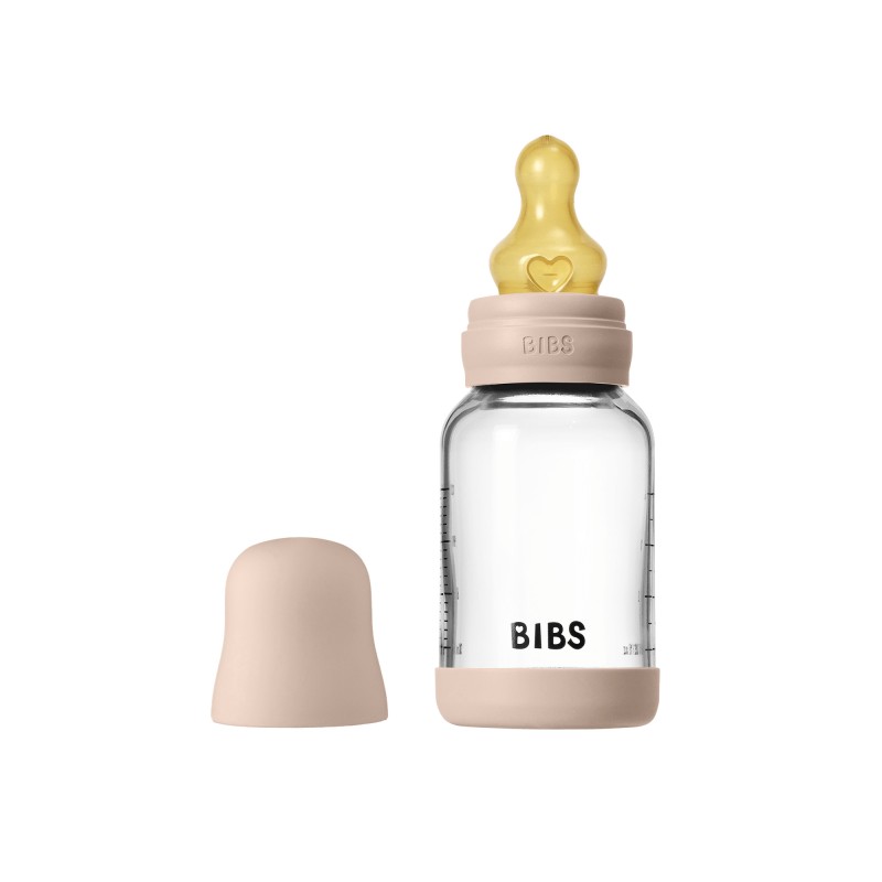 Стеклянная бутылочка Bibs 120 мл с латексной соской цвет: blush