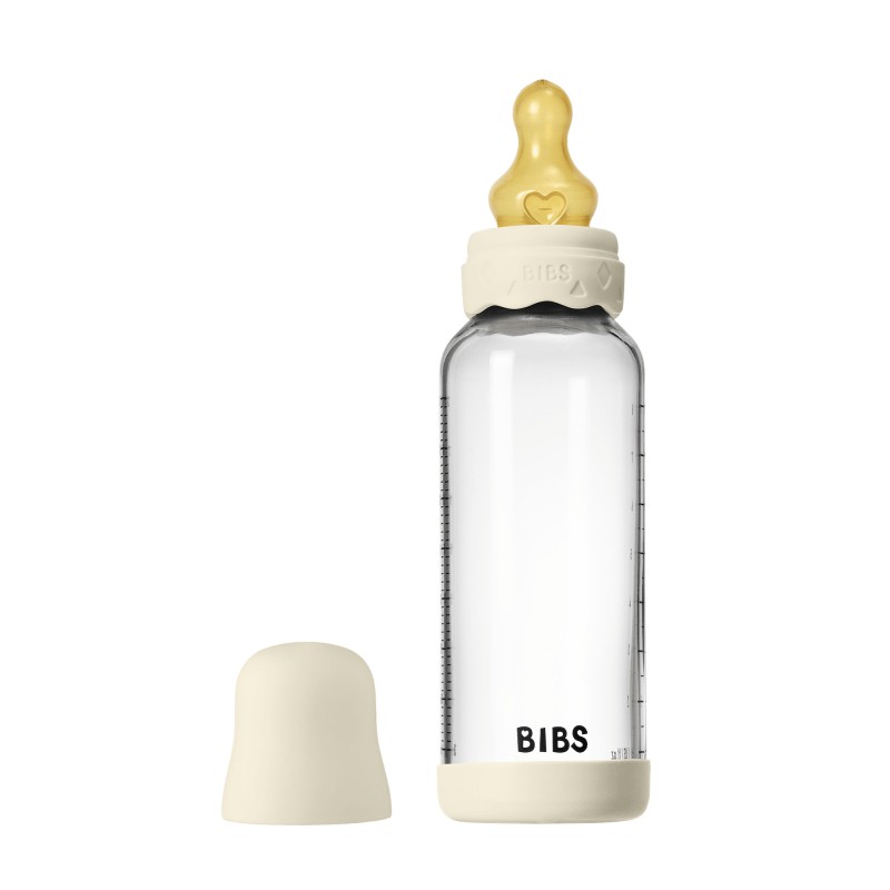 Стеклянная бутылочка Bibs Boheme 240 мл с латексной соской цвет: ivory
