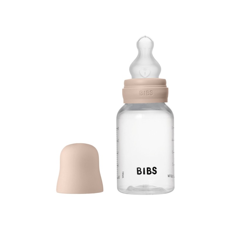 Пластиковая бутылочка для кормления с силиконовой соской BIBS 150 мл цвет: blush