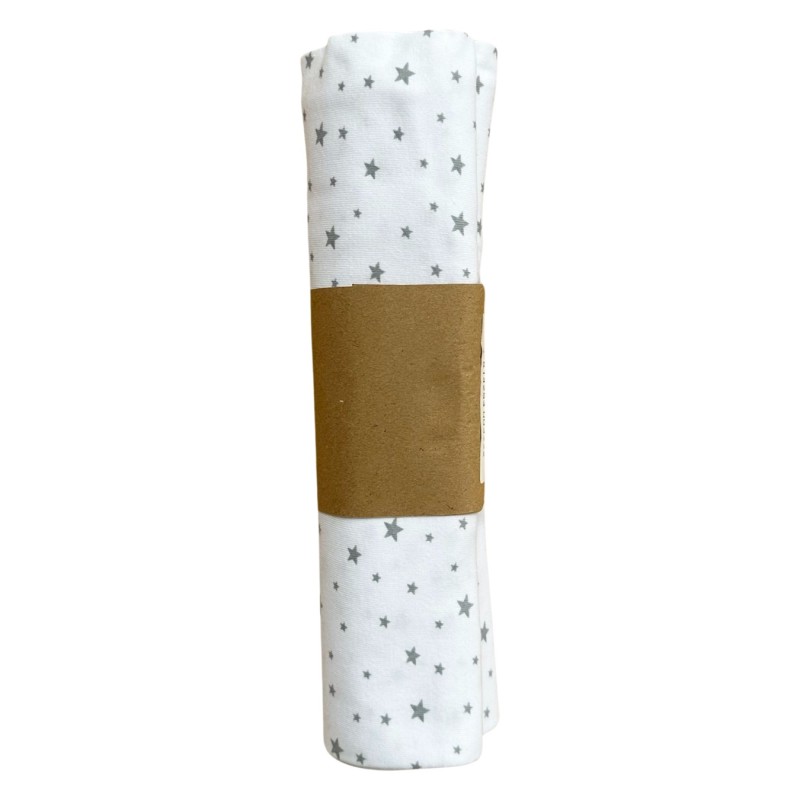 Детская трикотажная пеленка интерлок-пенье 90 х 100 см цвет: серые звездочки TE 0123