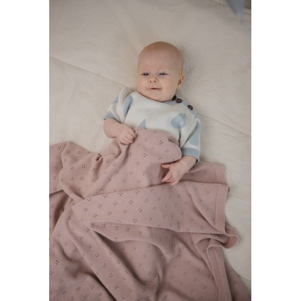 Ажурный детский плед 108*108 см цвет: пыльно-розовый LW0186-073-108/108