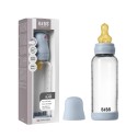 Стеклянная бутылочка Bibs 240 мл с латексной соской цвет: baby blue