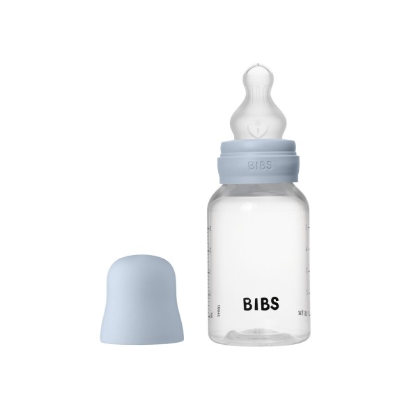 Пластиковая бутылочка с силиконовой соской BIBS 150 мл цвет: baby blue