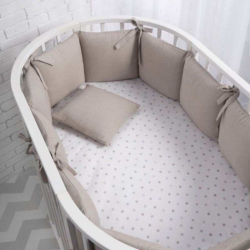 Защита-бампер для детской кроватки " Soft Cotton" песочный СК1/4-05.12