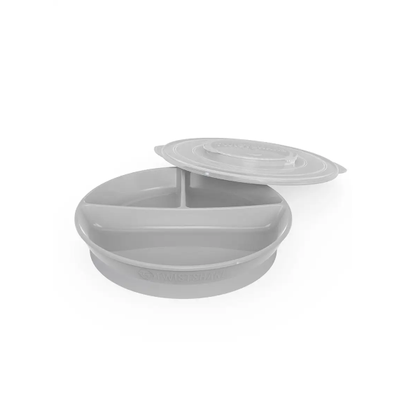 Тарелка с разделителями 6+m. Twistshake цвет: Пастельный серый /Pastel Grey