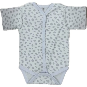 Боди с коротким рукавом на кнопках 56-62 см принт: пятнышки серые маленькие Т-133