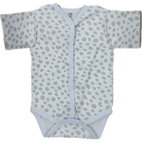 Боди с коротким рукавом на кнопках 56-62 см принт: пятнышки серые маленькие Т-133