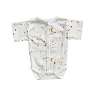 Боди с коротким рукавом на кнопках 56-62 см принт: месяц и звездочки Т-133