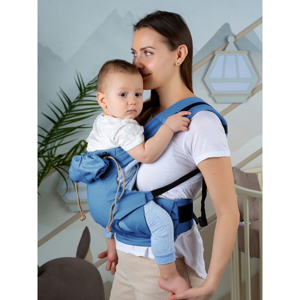 Слинг-эргорюкзак для переноски малыша от 4 месяцев + " Next To Mommy" цвет: синий СРВ01-006
