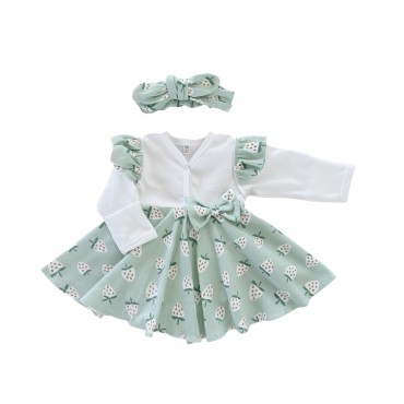 Боди на кнопках с юбочкой и солохой 56-62 см цвет: клубнички Т-131-1