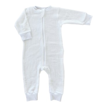 Муслиновый комбинезон на молнии 68 см цвет: белый М-009