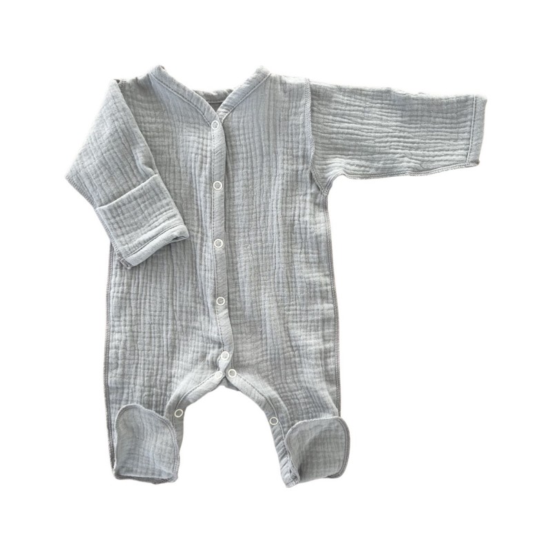 Муслиновый слип на кнопках 56-62 см цвет: серый М-141