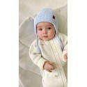 Шапочка вязаная на завязках 38-42 (S) см цвет: светло-голубой 8095-12