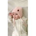 Шапочка вязаная на завязках 38-42 (S) см цвет: нежно-розовый 8095-125