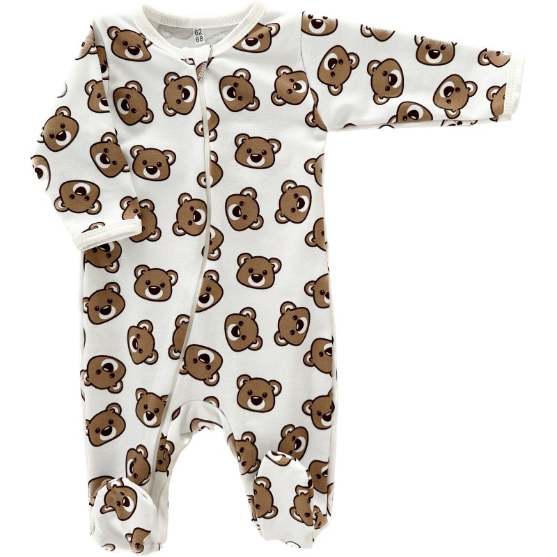 Слип нательный на молнии 62-68 см принт: мишки шоколадные Teddy Т-125 Слип нательный на молнии 62-68 см принт: мишки шоколадные Teddy Т-125