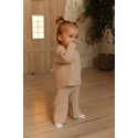 Комплект вязаный джемпер и штанишки Oversize 68-74 см цвет: бежевый В077