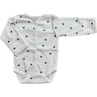 Боди с длинным рукавом на кнопках Newborn 50 см принт: сердечки монохром Т-131