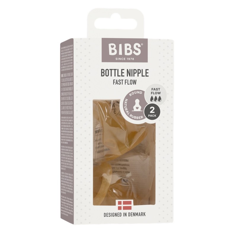 Соски латексные для бутылочки Bibs быстрый поток 2шт Bottle Nipple 2 PACK