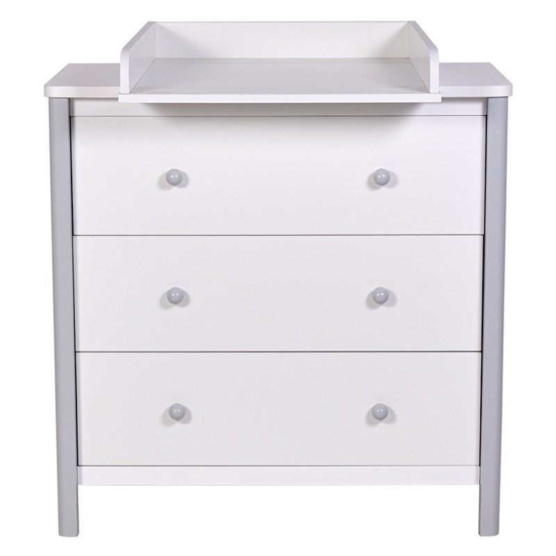 Детский пеленальный комод Polini Simple 3 ящика + рамка цвет: белый -серый 3501