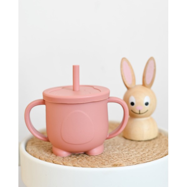 Поильник силиконовый с трубочкой + щеточка для чистки цвет: rose dawn / пыльно-розовый SB3421