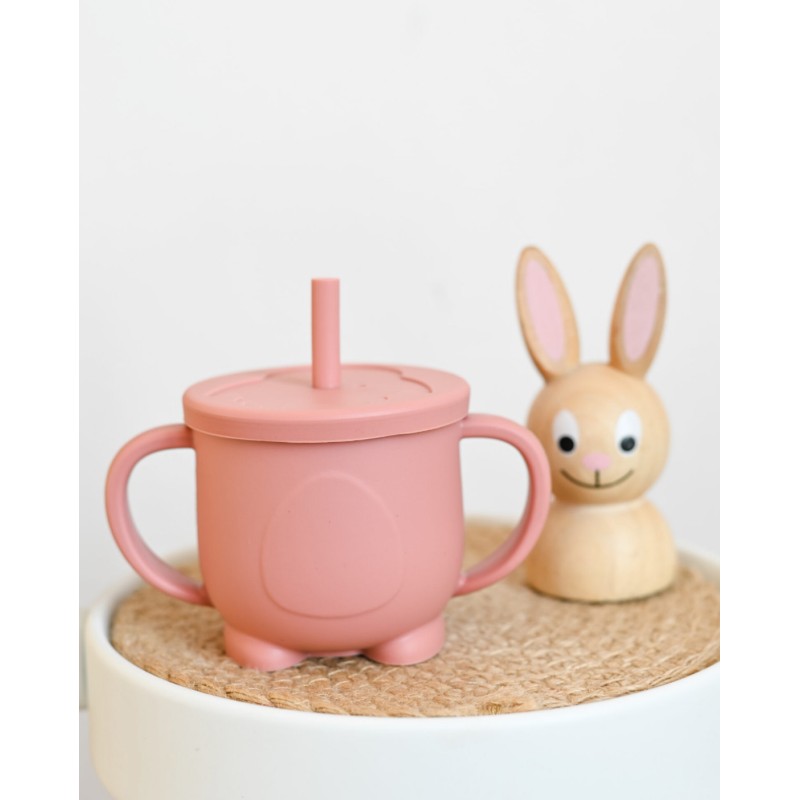 Поильник силиконовый с трубочкой + щеточка для чистки цвет: rose dawn / пыльно-розовый SB3421