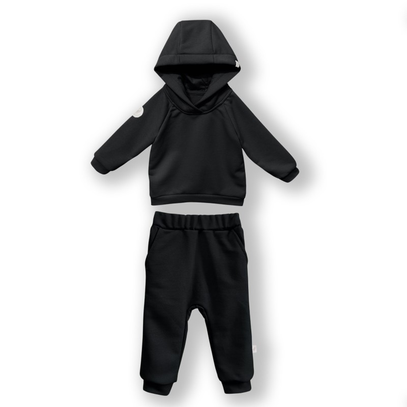 Комплект детский худи+ штаны-джоггеры 80 см цвет: черный 1552-23 Комплект детский худи+ штаны-джоггеры 80 см цвет: черный 1552-23