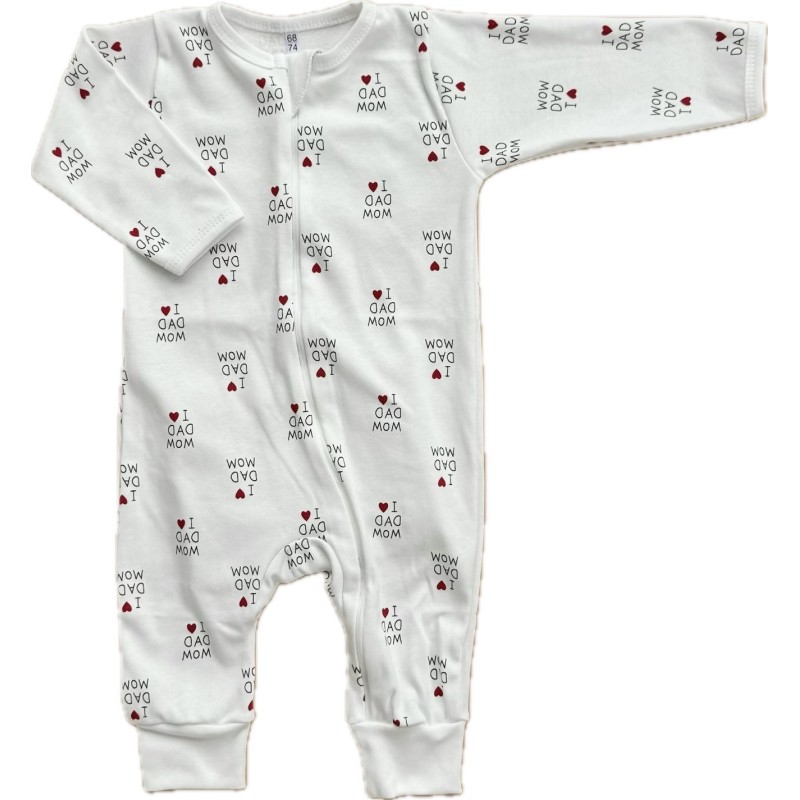 Слип нательный на молнии 68-74 см принт: i love mom&dad Т-125 Слип нательный на молнии 68-74 см принт: i love mom&dad Т-125