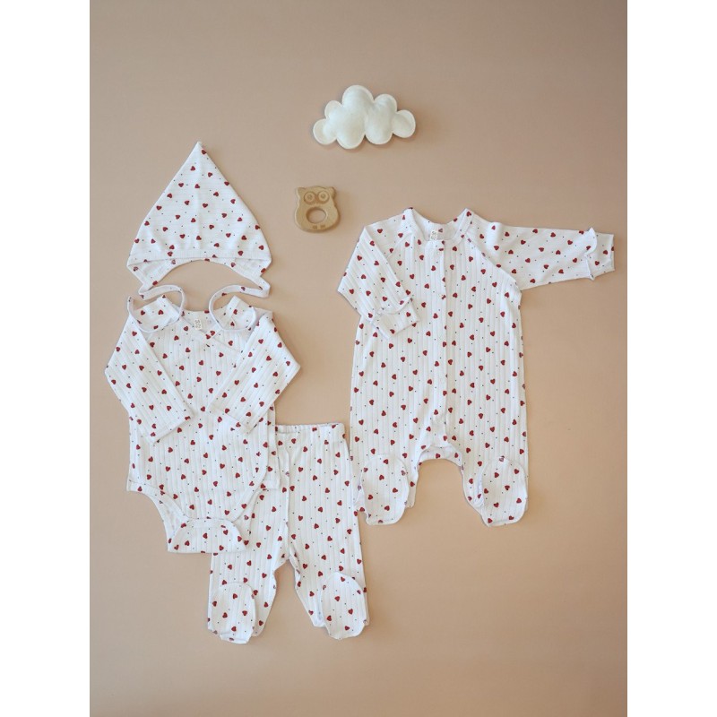 Комплект для малыша 4 предмета 56-62 см цвет: сердечки Т-231