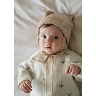 Шапочка из кашкорсе с ушками 36-38 см цвет: сливочный 6030-138 Шапочка из кашкорсе с ушками 36-38 см цвет: сливочный 6030-138