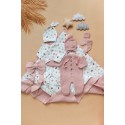 Комплект на выписку из роддома 8 предметов "ALPACA" цвет: пудровый / сердечки 0363