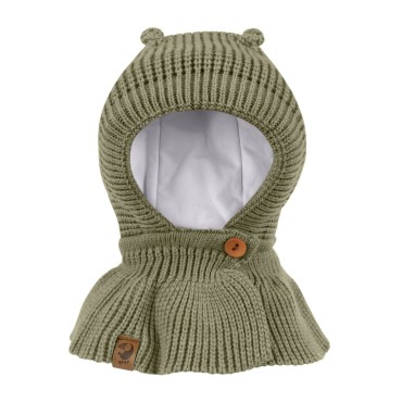 Шапочка-шлем на пуговице Мишка 42-46/48 см цвет: светлый хаки 3090-119