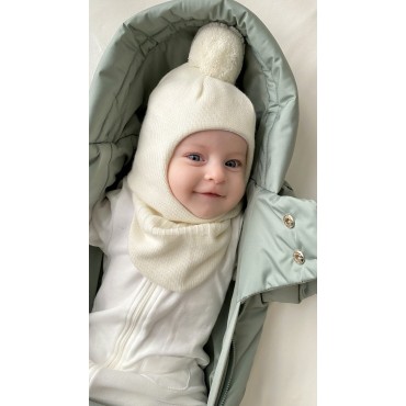 Балаклава-шлем с помпоном 48-50/52 см цвет: экрю 3095-02