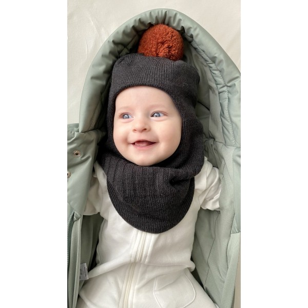 Балаклава-шлем с помпоном 48-50/52 см цвет: графит 3095-53