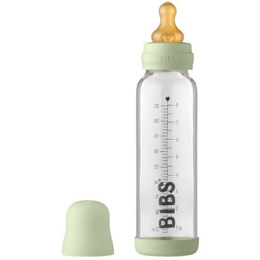 Антиколиковая бутылочка для кормления стеклянная 225 мл Bibs Baby Bottle Complete Set цвет: sage /серо-зеленый